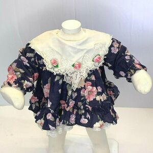 Vintage Infant Floral Swing Dress 6m Blue Lace